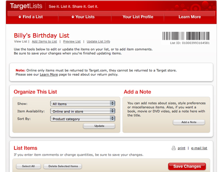 TargetLists